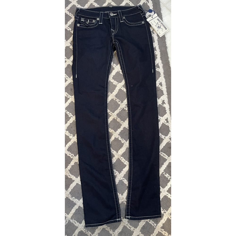 True Religion Johnny Big T Slim Straight Leg Dark Wash Stretch Jeans 25 NWT